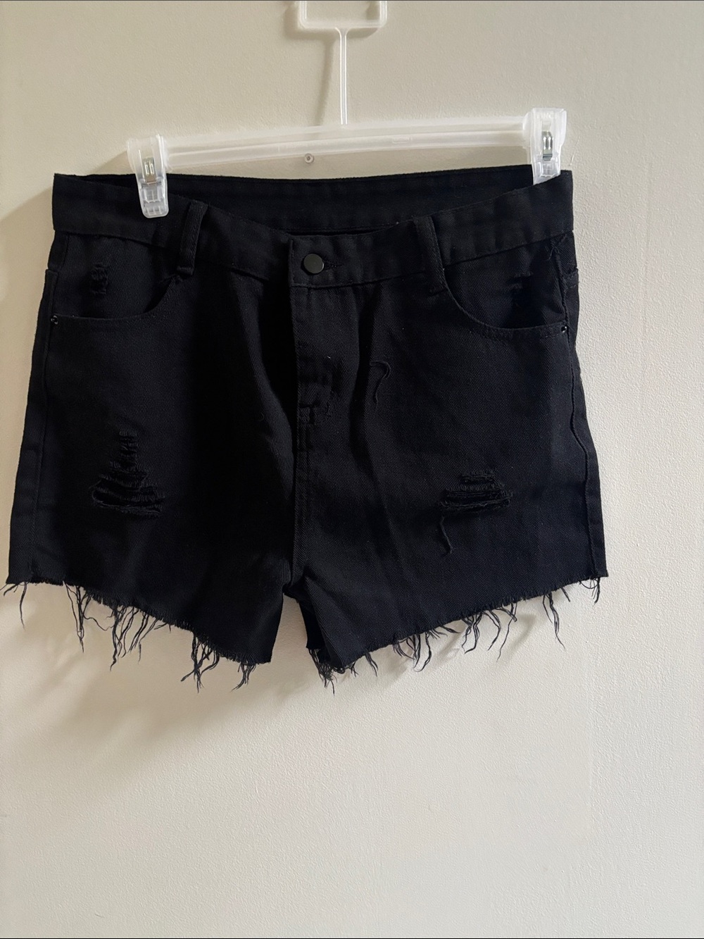 Black Frayed Hem Distressed Women's Shorts